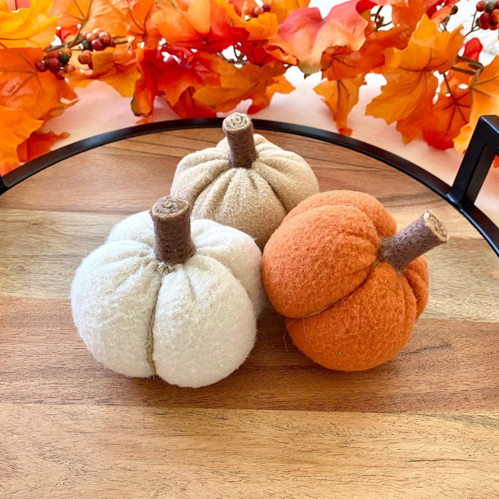 Handmade Fleece Mini Pumpkin Trio Fall Decor